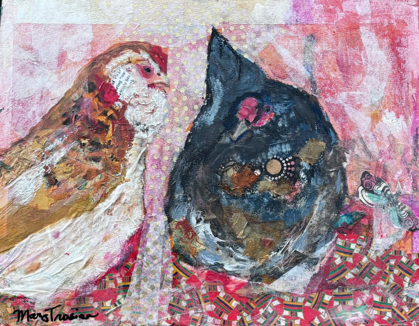 Faye and Amy- Salmon Faverolle and Ameracauna Hens Reimagined